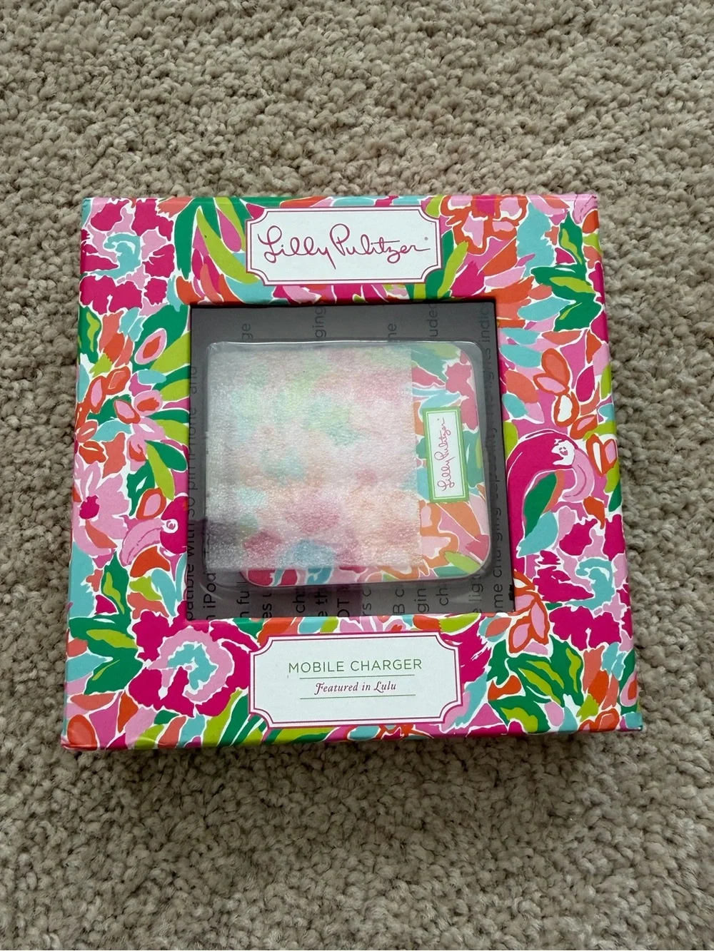 Lilly Pulitzer Multicolor Floral Portable LuLu Mobile Charger Pink